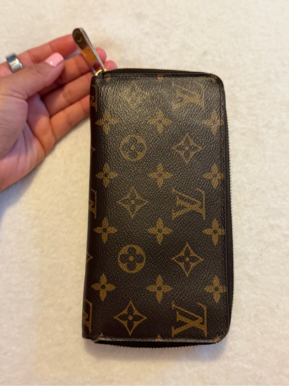 Louis Vuitton Monogram Zip Around Wallet in Brown and Gold